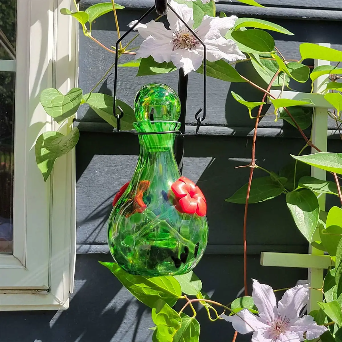 Solar Hummingbird Feeder Teardrop Green